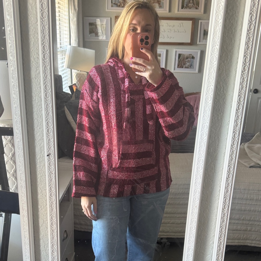 Red Striped Hoodie. Genuine from Mexico.